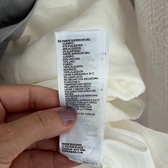 Reiss Zeta Mixed Media Racerback Dress in White and Grey 12 NWT - Picture 11 of 15